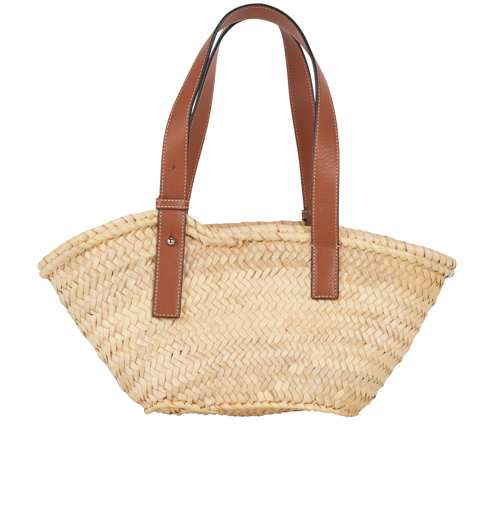 Basket Tote, &pound;220, Handbags, Beige/Brown, Leather/Raffia, Back view